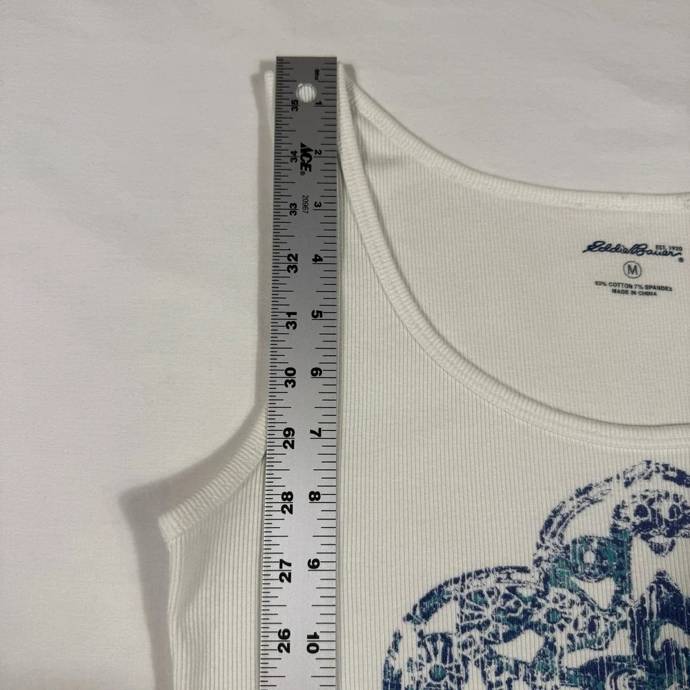 Eddie Bauer Womens Tank Top Sleveless White Blue Mandala Size M Yoga Athletic - Picture 10 of 12
